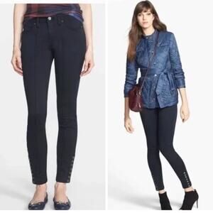 Burberry Brit Kemberton Skinny Stretch Jeans Black Logo Button Y2K SZ 29